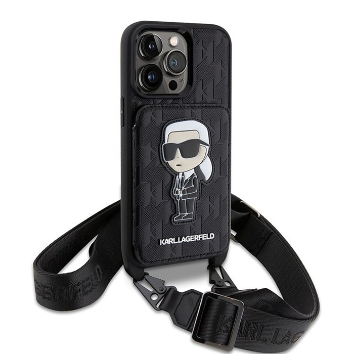 Чехол Lagerfeld Crossbody cardslot PU Saffiano Monogram NFT Karl Ikonik Hard для iPhone 14 Pro 5300 - фото 24051