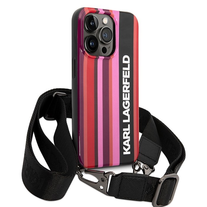 Чехол Lagerfeld Crossbody PC/TPU Color stripes with Strap Hard для iPhone 14 Pro 5303 - фото 24061