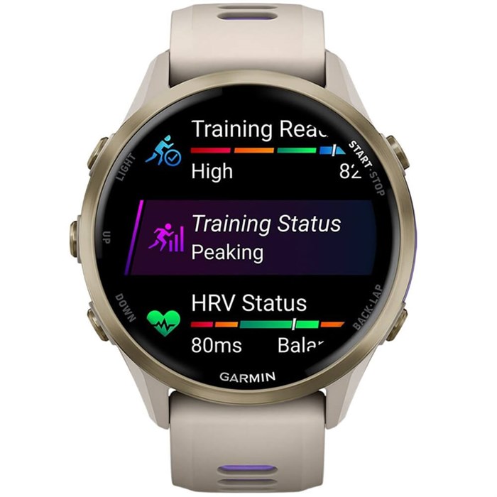 Часы Garmin FORERUNNER 970 French Gray Soft GoldTitanium with French Gray/Translucent Indigo Silicon 6802 - фото 37275