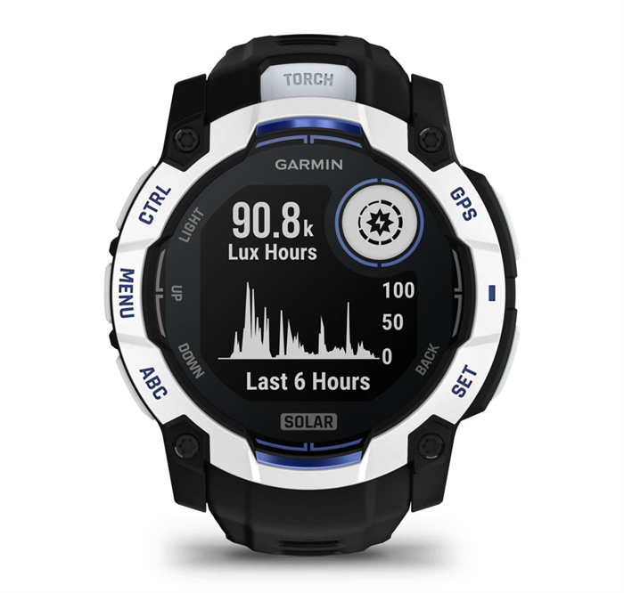 Часы Garmin Instinct 3 - 50 mm, Solar Whitestone with Black/Bolt Blue Band 6983 - фото 39318