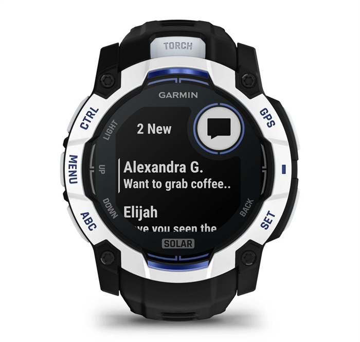 Часы Garmin Instinct 3 - 50 mm, Solar Whitestone with Black/Bolt Blue Band 6983 - фото 39319