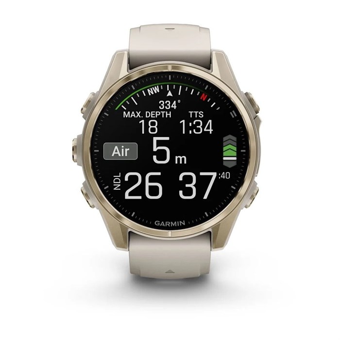 Часы Garmin fenix 8 - 43 mm, AMOLED Sapphire, Soft Gold with Fog grey/dark sandstone silicone band 6984 - фото 39326