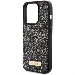 Чехол Guess Diamond Rhinestone Plate metal logo Hard для iPhone 15 Pro 5530